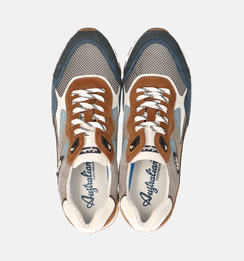 Australian Tiago Chaussures &agrave; lacets en Cognac/Bleu fonc&eacute; pour hommes (369705) - pour semelles orthop&eacute;diques