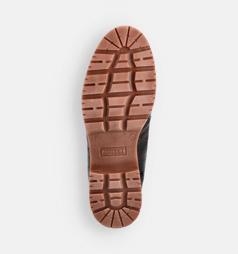 Pitillos Donkerbruine Veterboots Croco voor dames (365518) - geschikt voor steunzolen