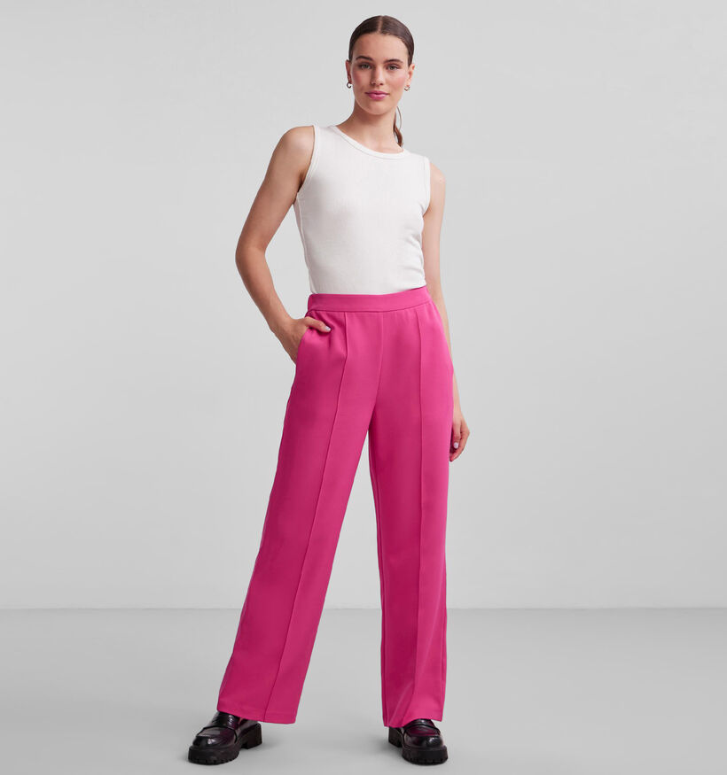 Pieces Bossy Pantalon de costume large en Rose pour femmes (323742)