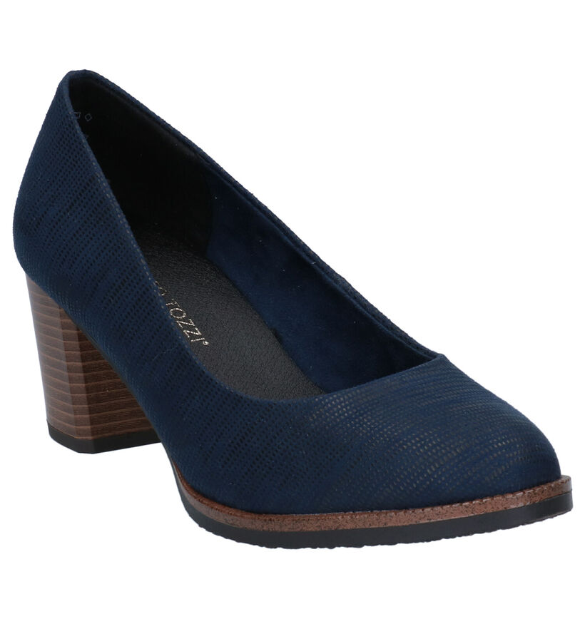 Marco Tozzi Feel Me Blauwe Pumps in stof (281701)