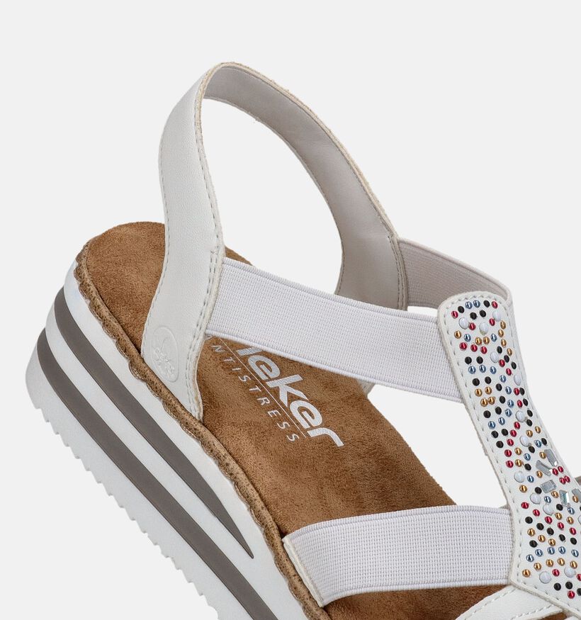 Rieker Sandales compens&eacute;es en Blanc pour femmes (370381)