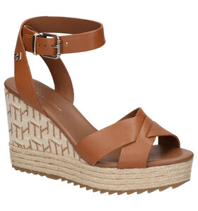 Tommy Hilfiger Raffia Cognac Sandalen in leer (268547)