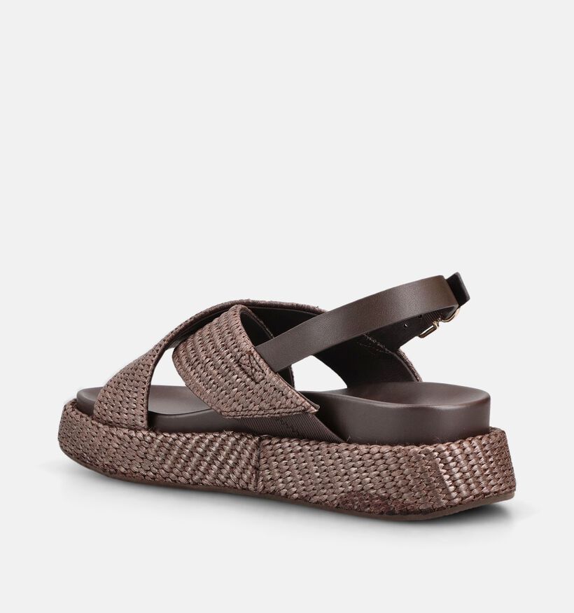 Laurent David Bruine Sandalen met sleehak voor dames (373777)