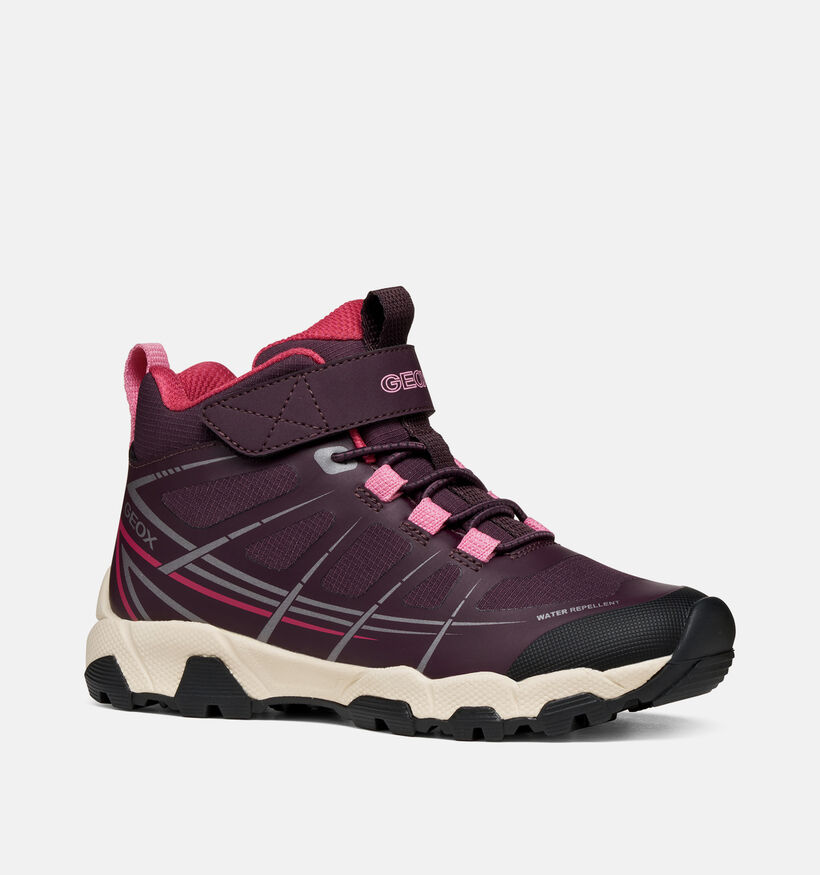 Geox Magnetar Baskets montantes en Bordeaux pour filles (376278) - pour semelles orthop&eacute;diques