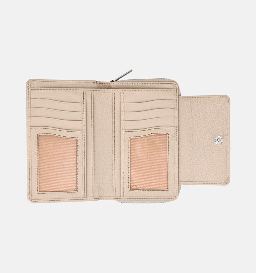 Crinkles Porte-monnaie zipp&eacute; en Beige pour femmes (373875)