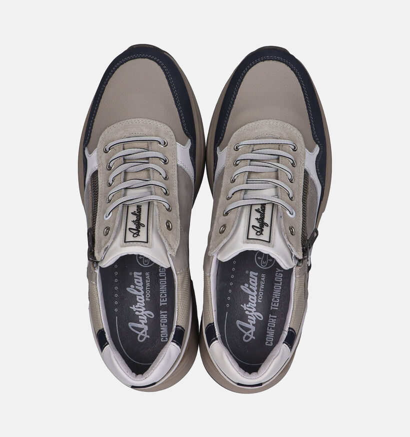 Australian Connery Beige/Blauwe Rits-Veterschoenen voor heren (369708) - geschikt voor steunzolen