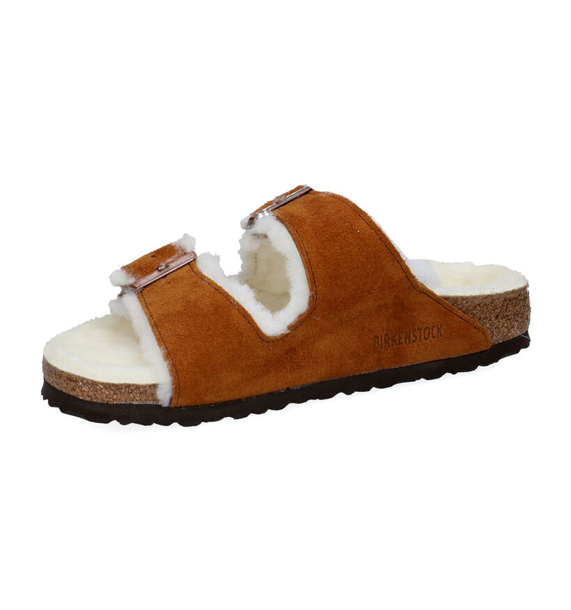 Birkenstock Arizona Fell Cognac Slippers in daim (294816)