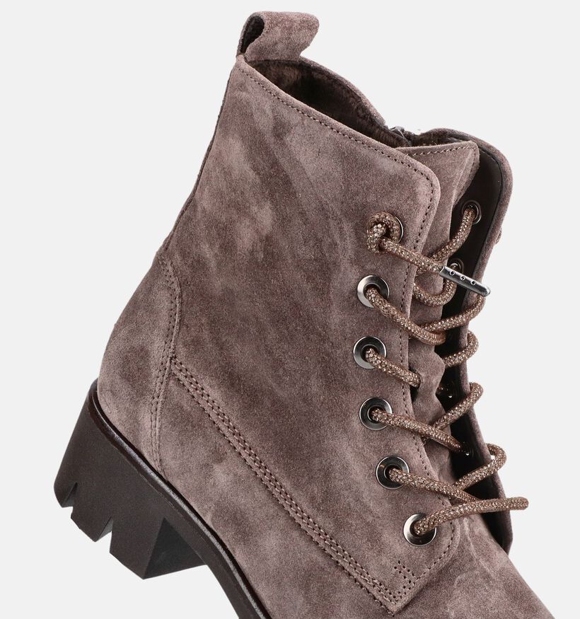 Gabor Taupe Boots met Veters en Rits voor dames (380063) - geschikt voor steunzolen