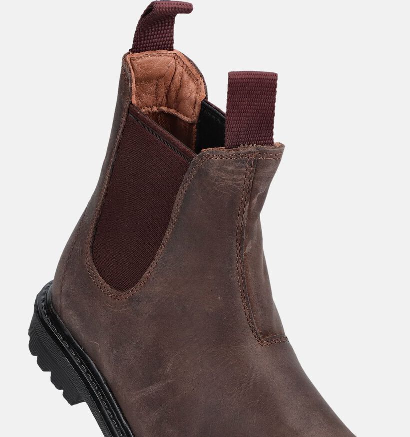 Milo & Mila Bottines Chelsea en Brun fonc&eacute; pour filles (379066)
