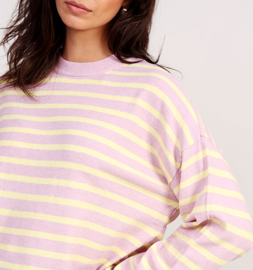 Pieces Mille Longsleeve en Rose/Jaune Pastel pour femmes (368501)