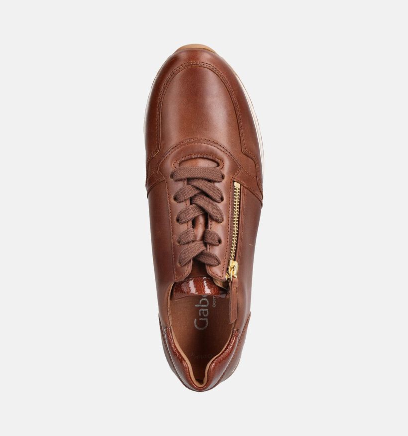 Gabor Cognac Sneakers met Veter en Rits voor dames (360316) - geschikt voor steunzolen