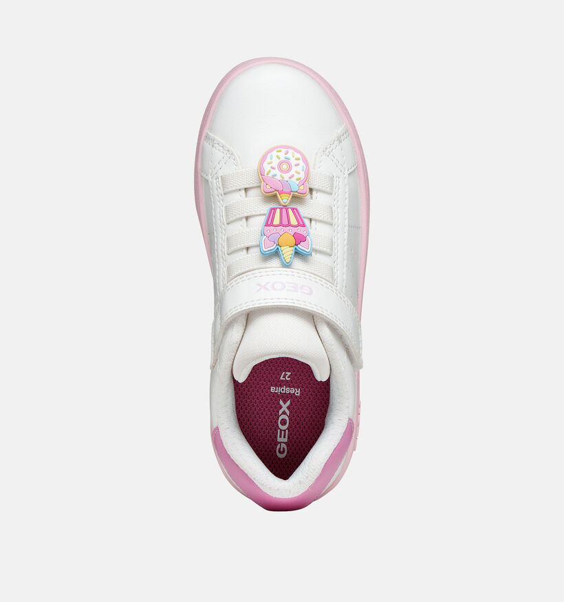 Geox Eclyper Unicorn Witte/Roze Sneakers voor meisjes (368420) - geschikt voor steunzolen