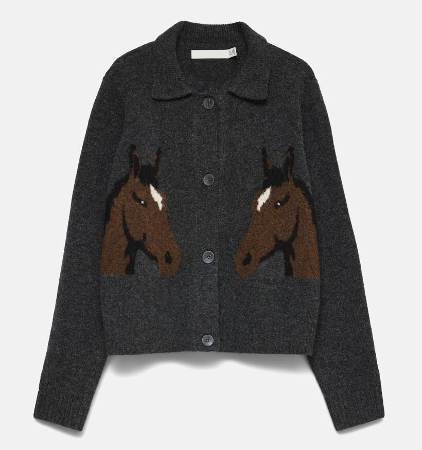 Vero Moda Cavallo Horses Gilet Polo en Gris fonc&eacute; pour femmes (379668)