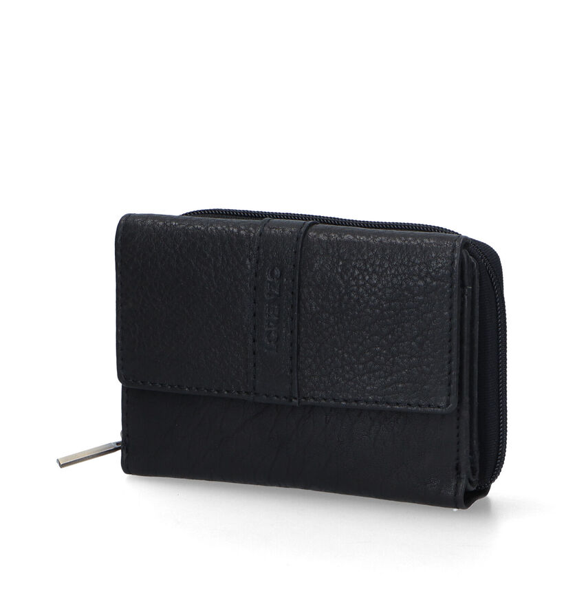 Euro-Leather Zwarte Overslagportemonnee voor dames (342547)