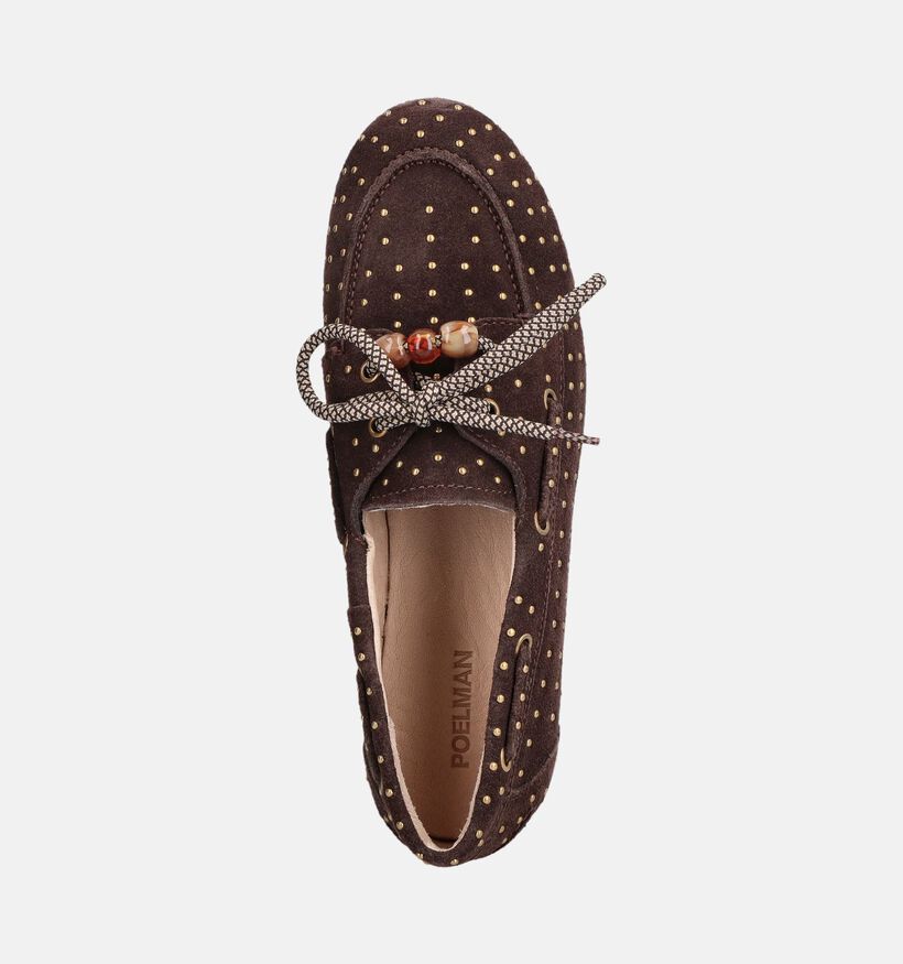 Poelman Chaussures bateau en Brun fonc&eacute; pour femmes (386172)