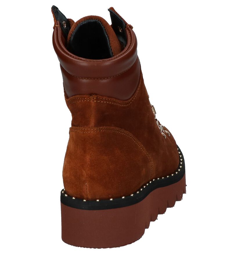 Cognac Veterboots Louisa Ally in daim (232819)