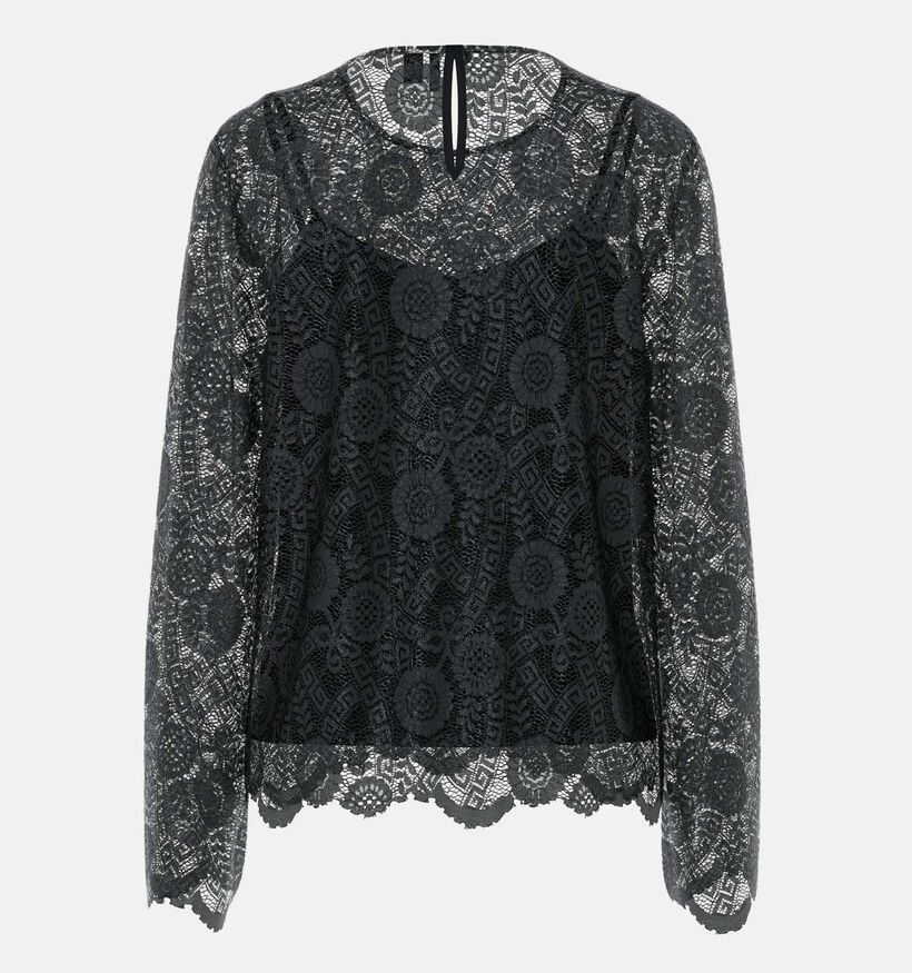Pieces Olline Lace Zwarte Blouse voor dames (361160)