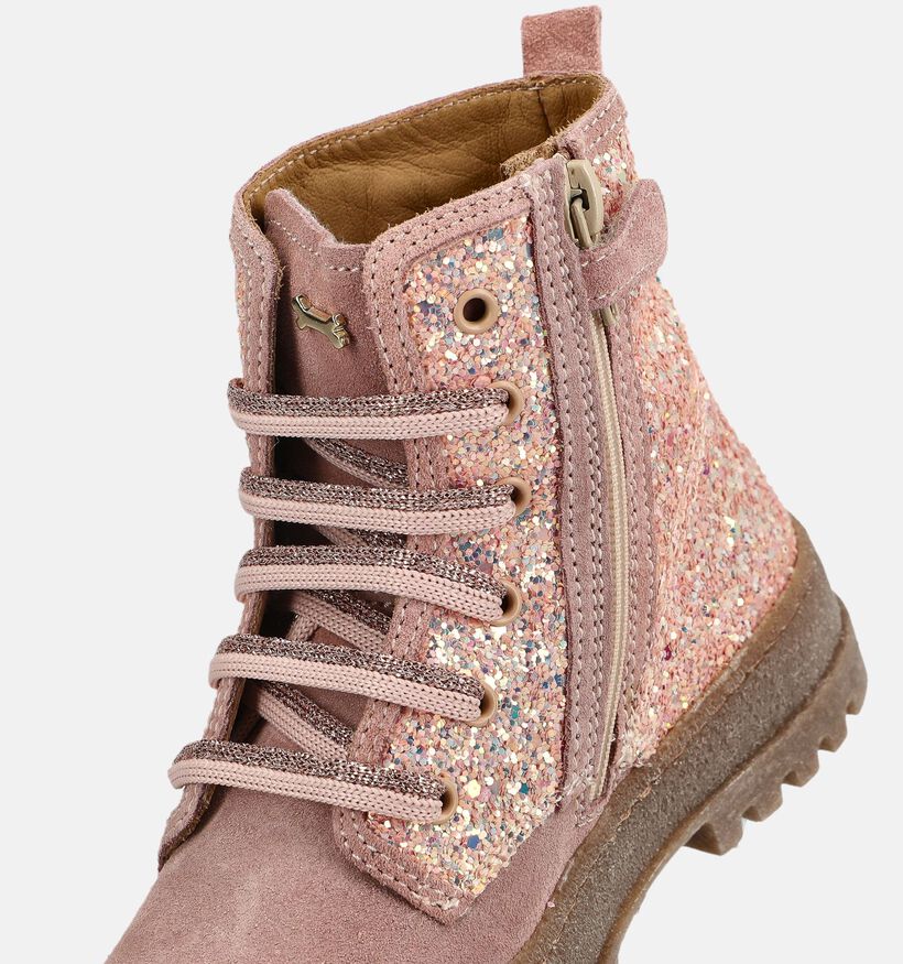 STONES and BONES Blesa Boots &agrave; lacets en Rose pour filles (381395) - pour semelles orthop&eacute;diques