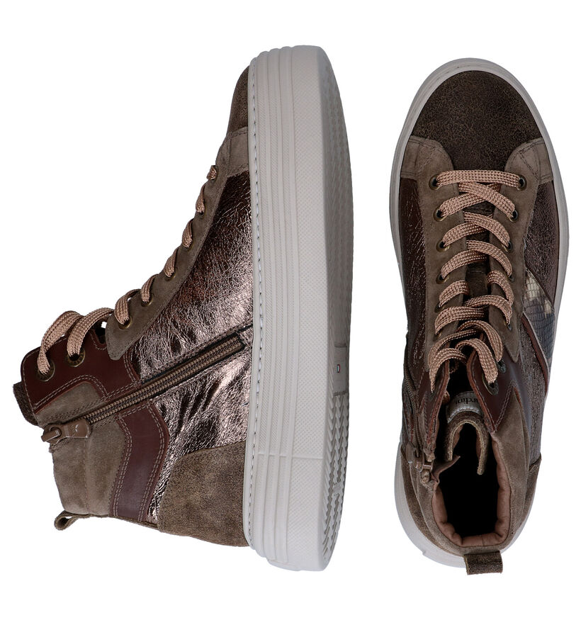 NeroGiardini Taupe Hoge Sneakers voor dames (296584) - geschikt voor steunzolen