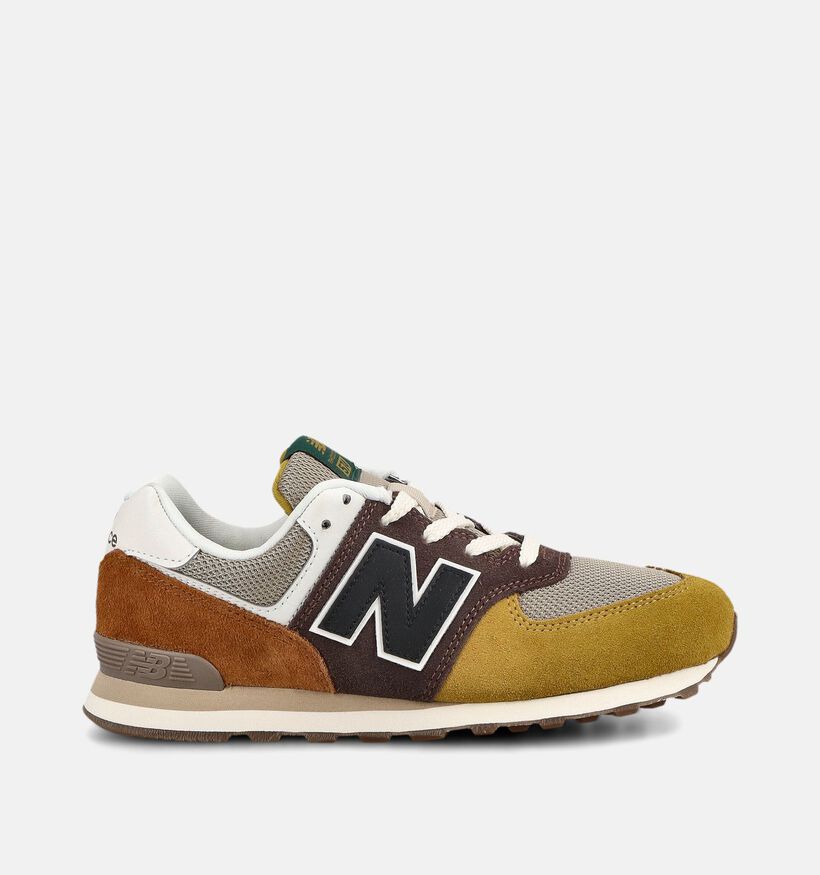 New Balance 574 Bruine/Multi Sneakers voor jongens (377316) - geschikt voor steunzolen