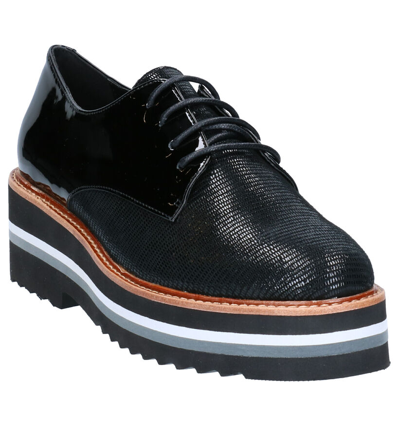 Crinkles Chaussures à lacets en Noir en verni (262312)
