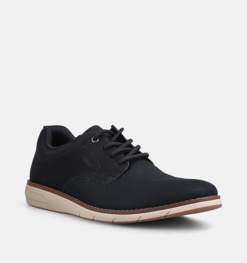 Rieker Zwarte Veterschoenen voor heren (368490) - geschikt voor steunzolen