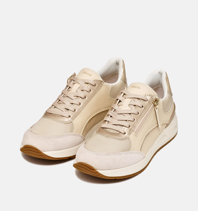 Geox Bulmya Goudkleurige Veterschoenen voor dames (368201) - geschikt voor steunzolen