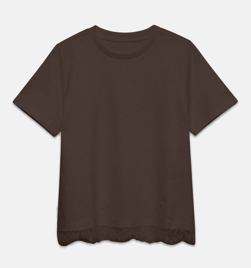 Vero Moda Sara Lace Donkerbruine T-shirt voor dames (381636)