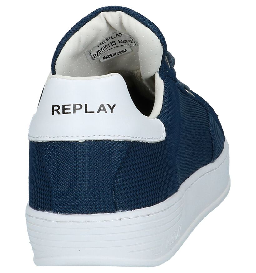 Replay College Blauwe Geklede Sneakers in nubuck (214663)