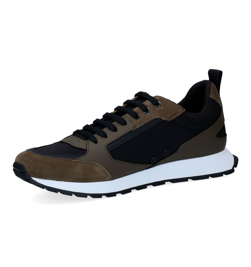 Hugo Boss Icelin Runn Kaki/Zwarte Sneakers in daim (296443)
