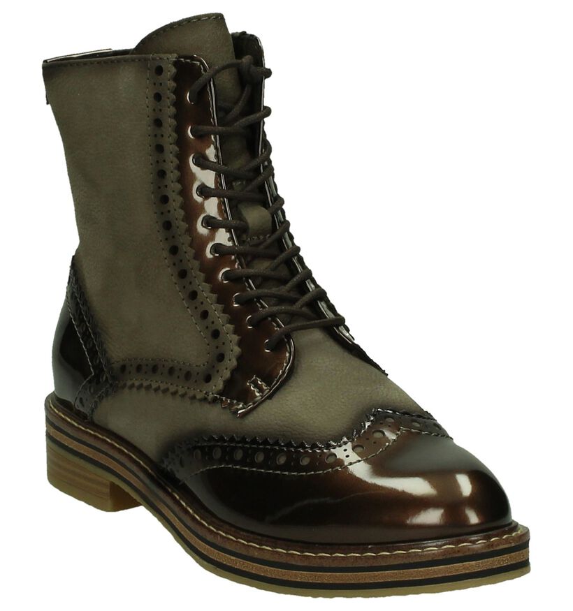 Taupe Marco Tozzi Boots in lakleer (202651)