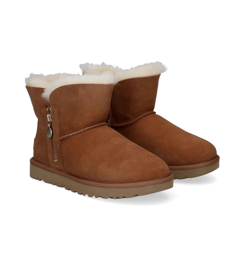 UGG Bailey Zip Mini  Bottines en Cognac en daim (294518)