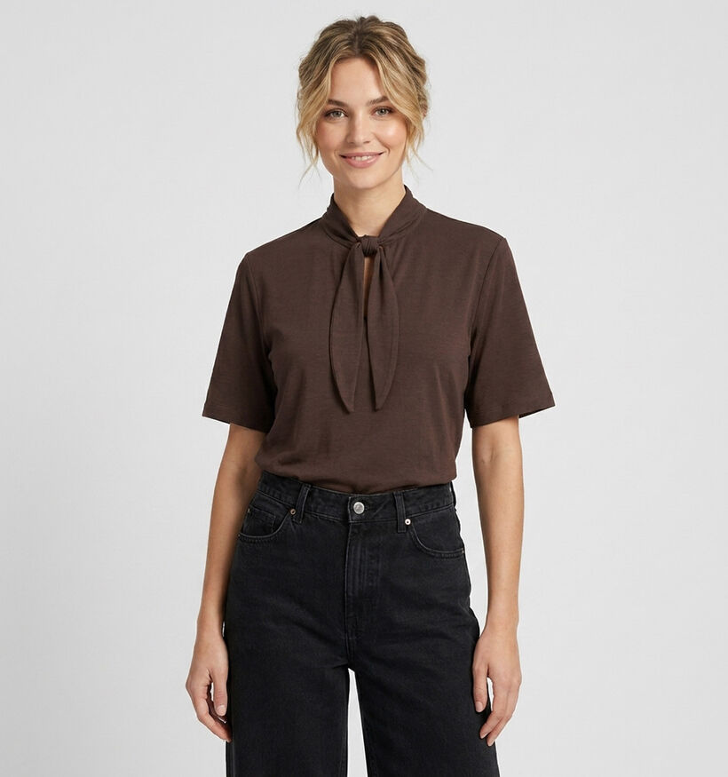Vero Moda Kelly T-shirt en Brun fonc&eacute; pour femmes (385875)