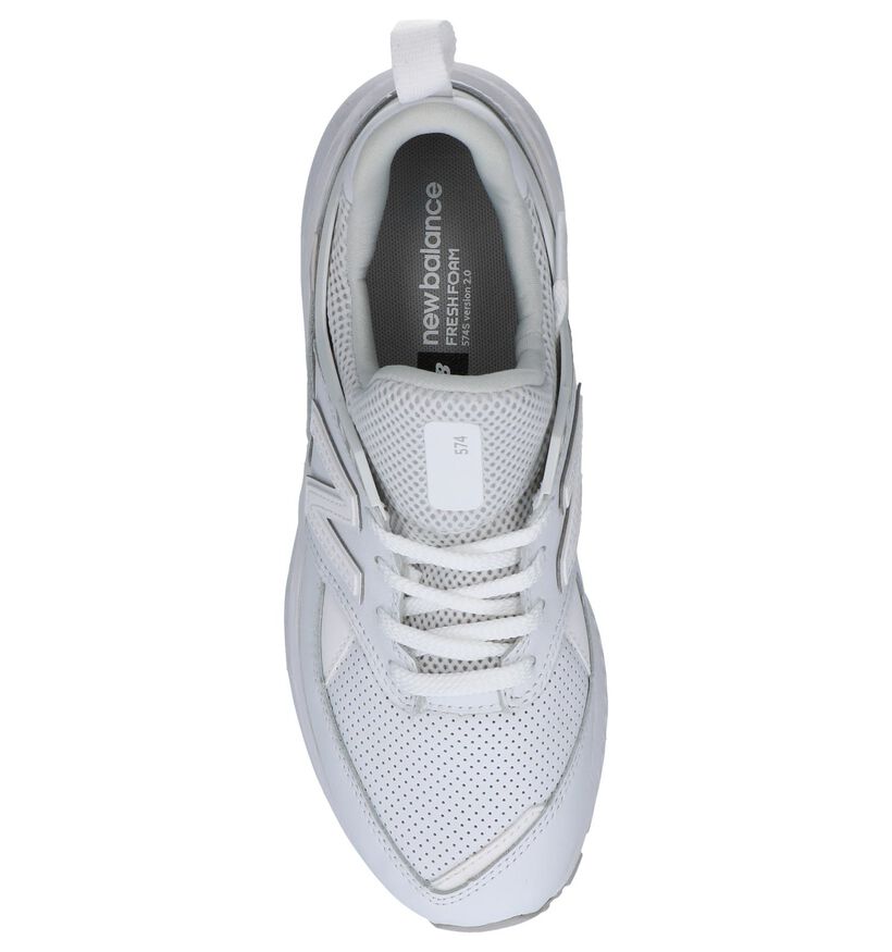 New Balance 574 Baskets basses en Blanc en cuir (238180)