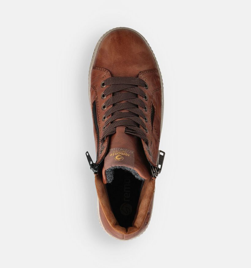 Remonte Cognac Hoge Sneakers met Rits voor dames (360394) - geschikt voor steunzolen