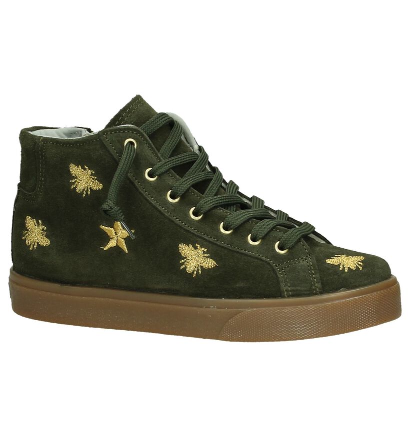 Hoge Kaki Sneakers Dazzle in stof (205529)