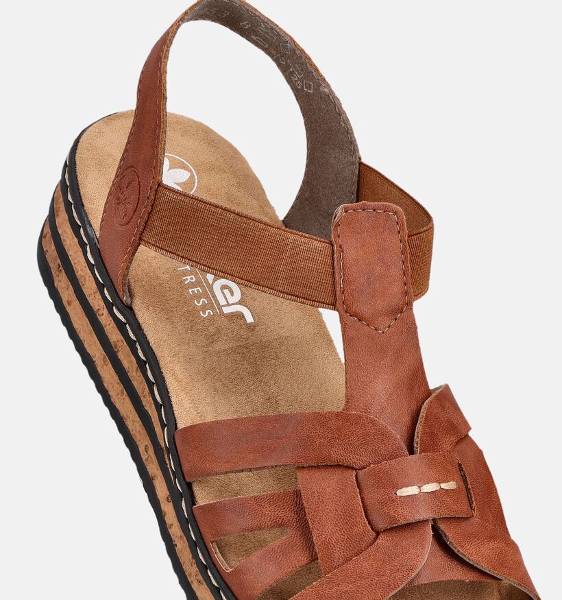 Rieker Cognac Sandalen met sleehak voor dames (370450)