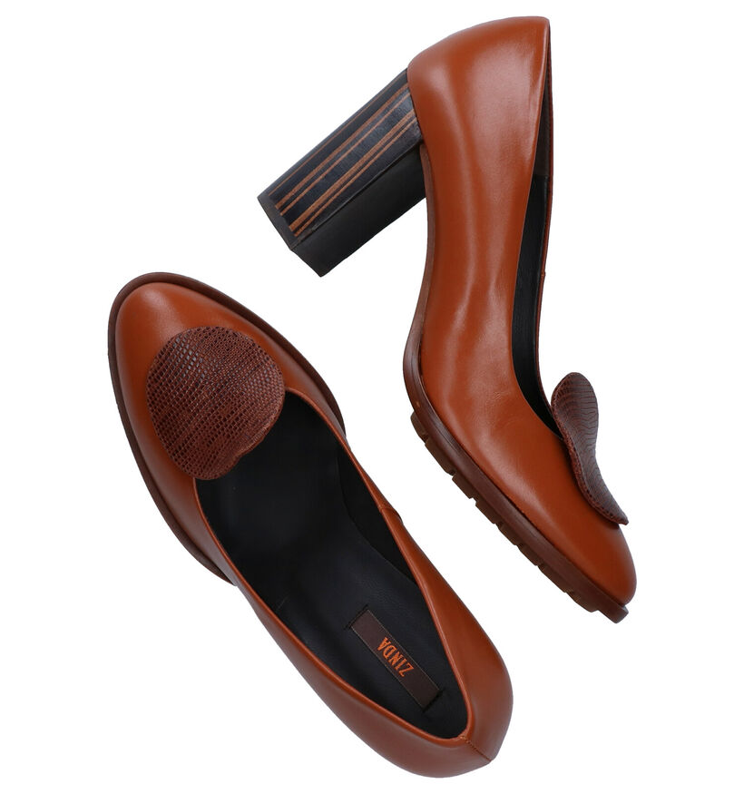 Zinda Escarpins classique en Cognac en cuir (272906)