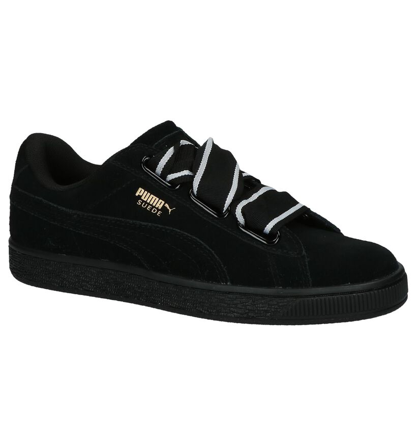 Zwarte Lage Sneakers Puma Suede Heart in stof (199470)
