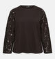 Vero Moda Curve Villa Donkerbruine T-shirt met Lange Mouwen met Kant voor dames (381439)