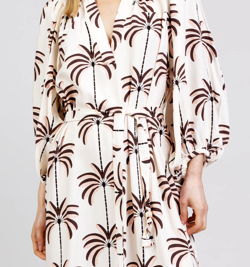 Orfeo Katie Lichtbeige/Bruine Lange Jurk Palm Trees voor dames (375182)