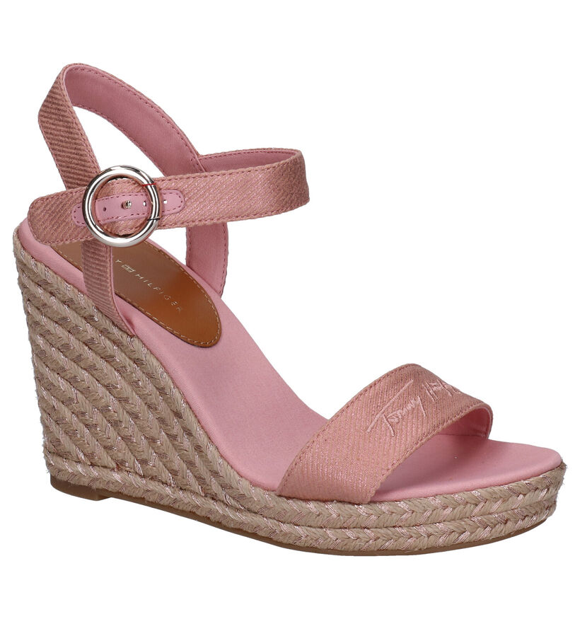 Tommy Hilfiger Signature Ecru Sandalen in stof (285447)