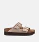 Birkenstock Arizona Pap Flex Platform Birko-Flor Beige Slippers voor dames (368214)
