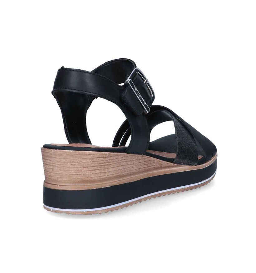 Remonte Sandales avec talon compensé en Noir pour femmes (323560)