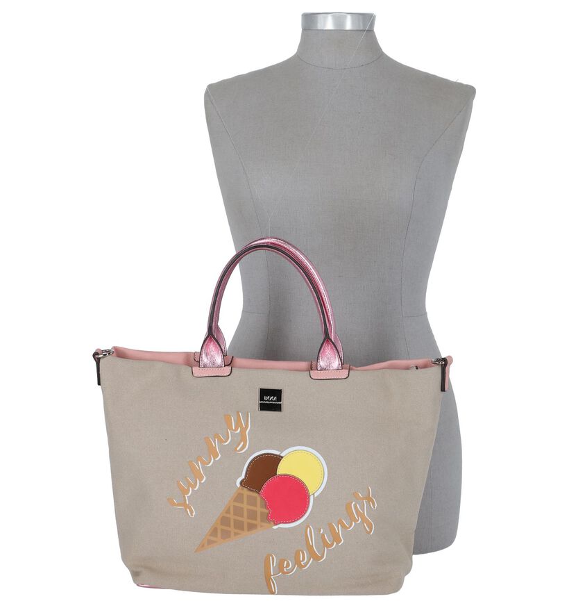 BOO! Sac de plage en Beige en textile (215233)