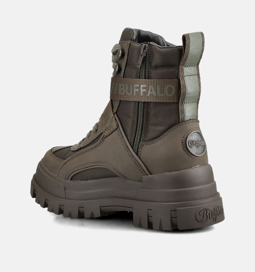 Buffalo Aspha Kakigroene Boots met Klikgesp voor dames (379586) - geschikt voor steunzolen