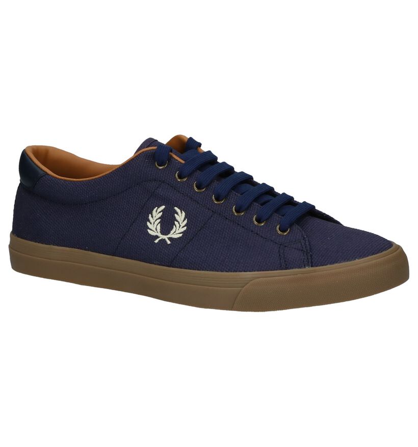 Blauwe Lage Geklede Sneakers Fred Perry in stof (208096)