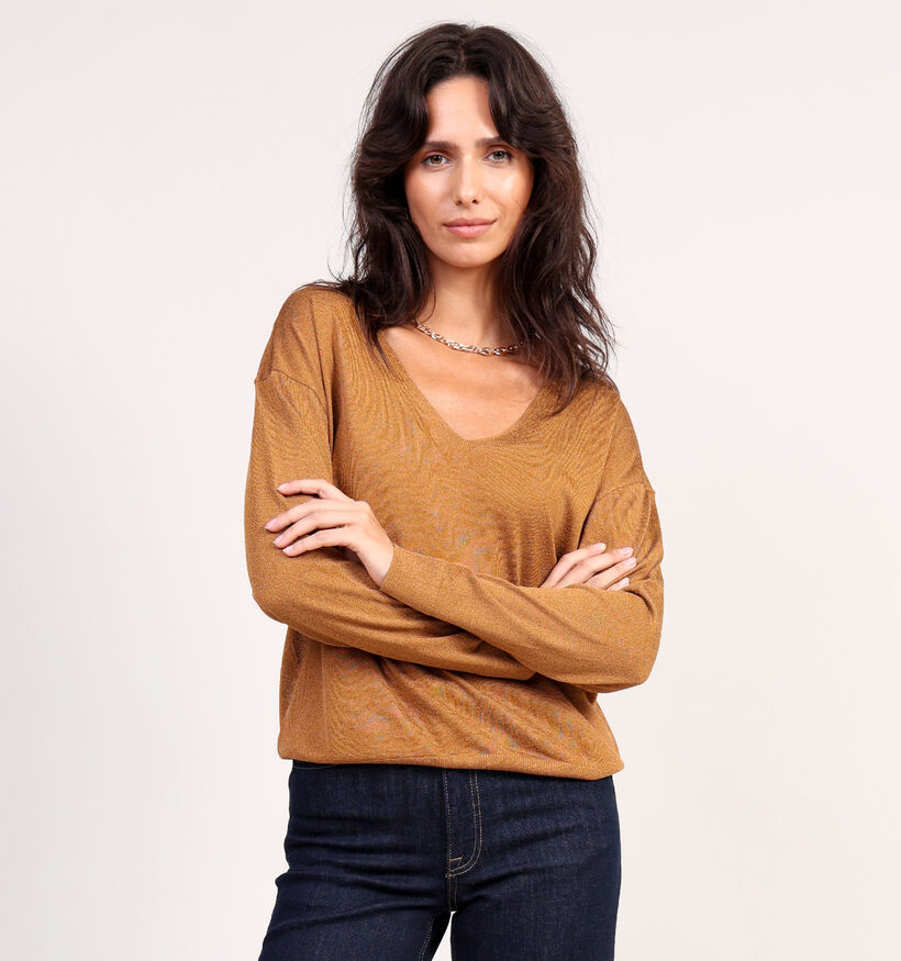 Vila Vinovy V-Neck Knit Pull en Marron pour femmes (361327)