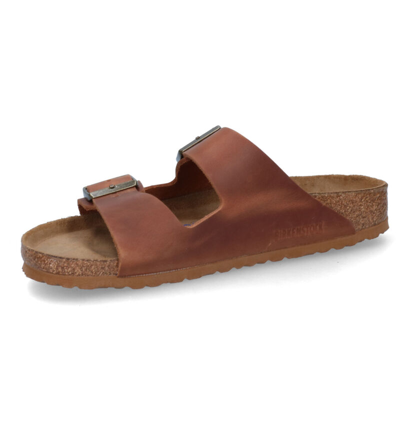 Birkenstock Arizona Cognac Slippers in leer (313708)