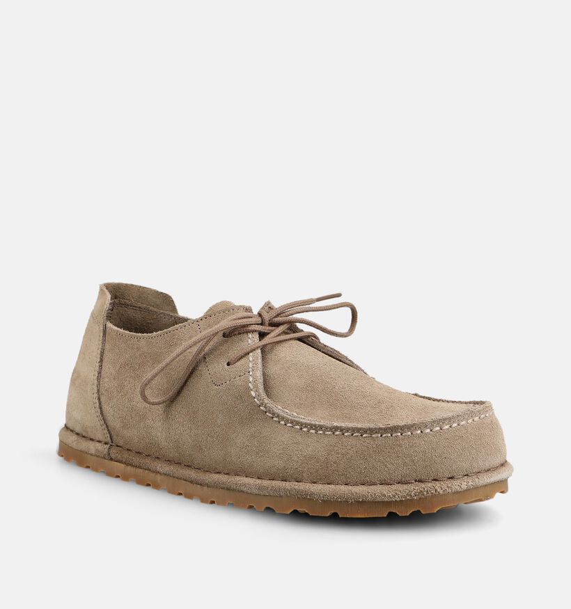 Birkenstock Utti Lace Suede Mocassins en Taupe pour hommes (377033) - pour semelles orthop&eacute;diques